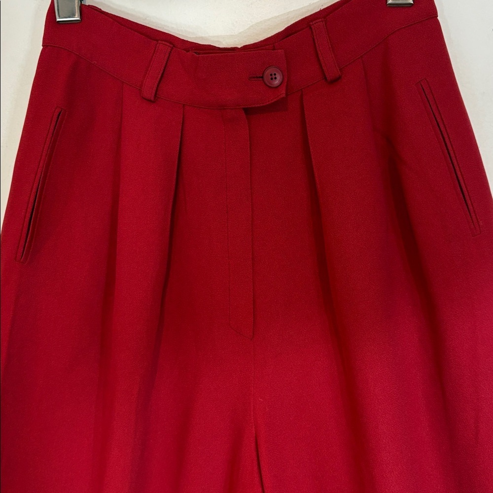 Sonia Rykiel Paris High Waist Wide Leg Trousers Red 42 small - Picture 6 of 10